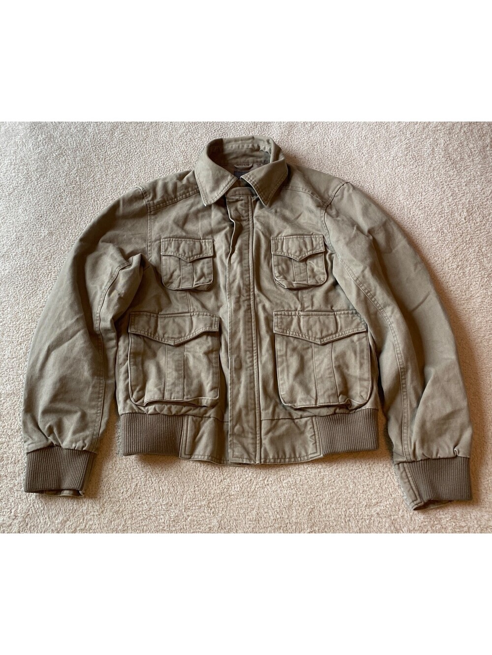 VTG Y2K H&M Green Military Bomber Cargo Jacket Men's S US36 Utility Pockets